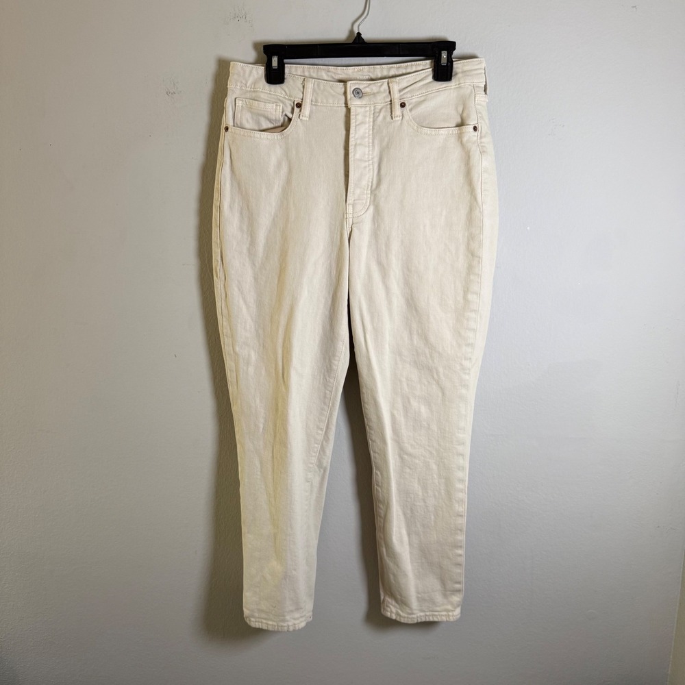 Old Navy High Rise OG Straight Jeans Cream Size 12 Secret Smooth Pocket